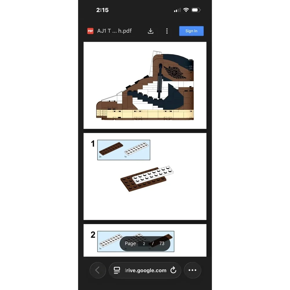 Jordan 1 High Travis Scott Sneaker Building Bricks, Puzzles Blocks Toy